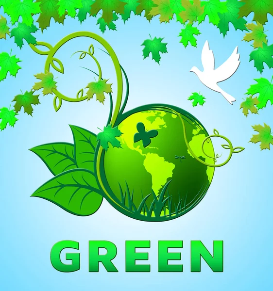 Grün zeigt Ökologie umweltfreundlich 3D-Illustration — Stockfoto