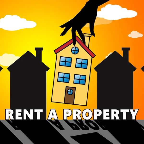 Rent A Property Means Alquiler de casas 3d Ilustración —  Fotos de Stock