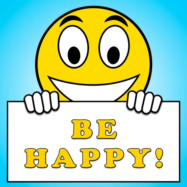 Be Happy Shows Joyful Fun 3d Illustration — Stock Photo, Image