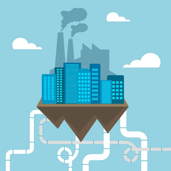 Vervuilde Factory betekent raffinaderij Smog 3d illustratie — Stockfoto