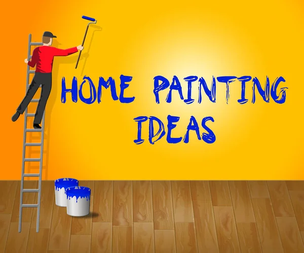 Domácí Malování myšlenky ukazuje House Malování 3d obrázek — Stock fotografie