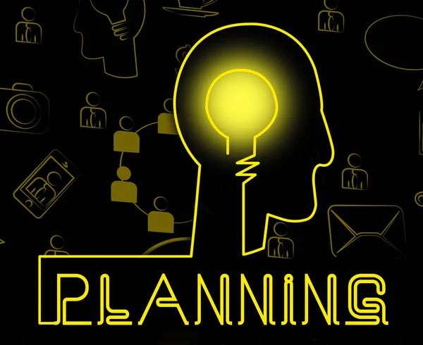 Planning Brain Represents Goals Objectives And Aspirations — Stock Photo, Image