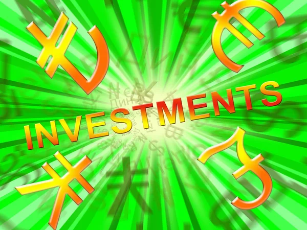 Símbolos de investimento mostra comércio investindo ilustração 3d — Fotografia de Stock