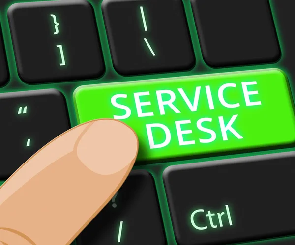 Service Desk kulcs azt jelenti támogatás segítséget 3D-s illusztráció — Stock Fotó