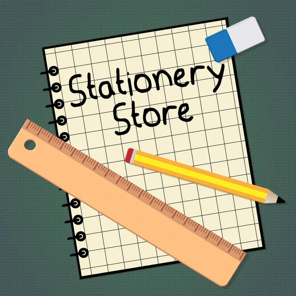 Briefpapier winkel vertegenwoordigt kantoorbenodigdheden winkels van 3D-Illustratio — Stockfoto