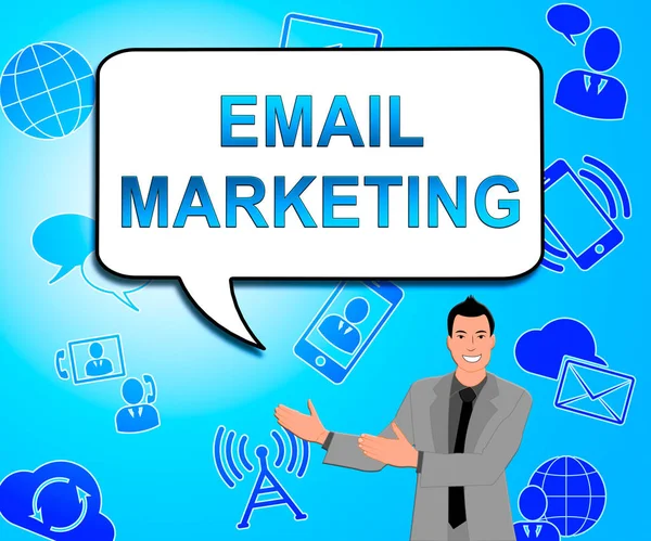 Email Marketing Indica Comercio de Emarketing Ilustración 3D — Foto de Stock