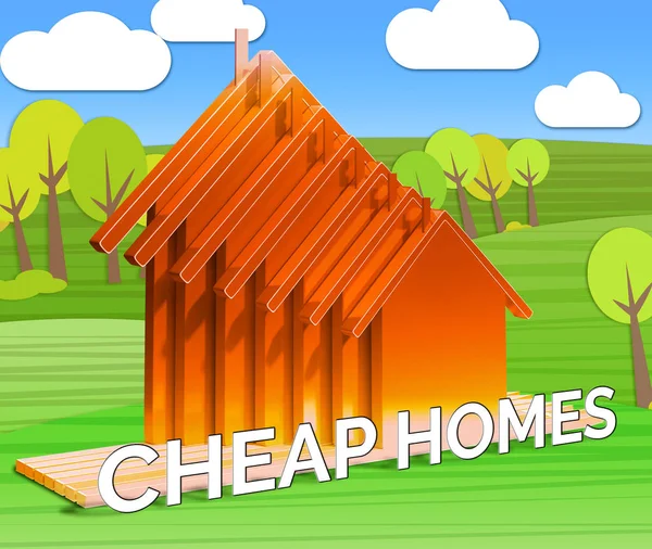 Billiga bostäder innebär fastigheter 3d Illustration — Stockfoto