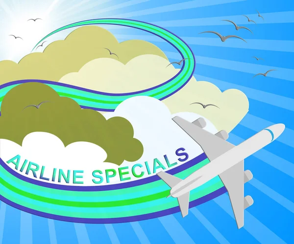 Flygbolaget Specials vilket innebär att flygplan främjande 3d Illustration — Stockfoto