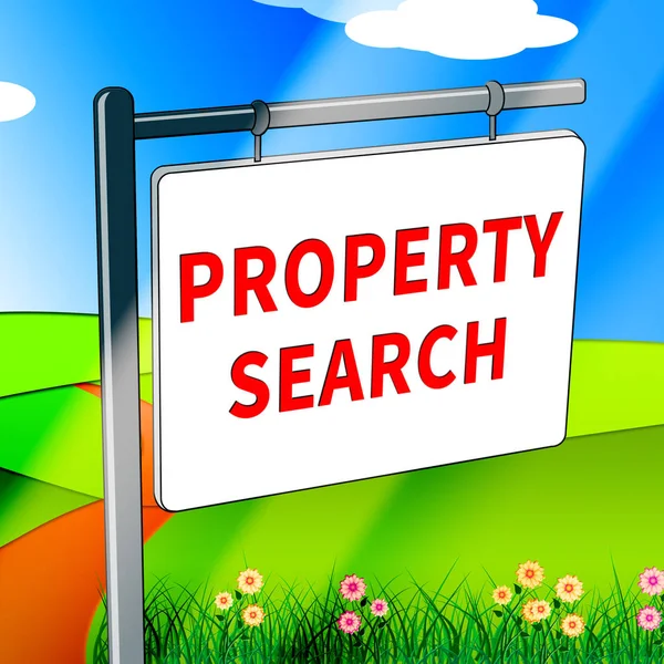 Property Search Shows Find Property 3d Illustration — Stock Photo, Image