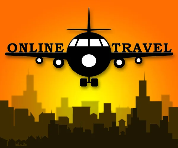 Online seyahat temsil keşfetmek Traveller 3d çizim — Stok fotoğraf
