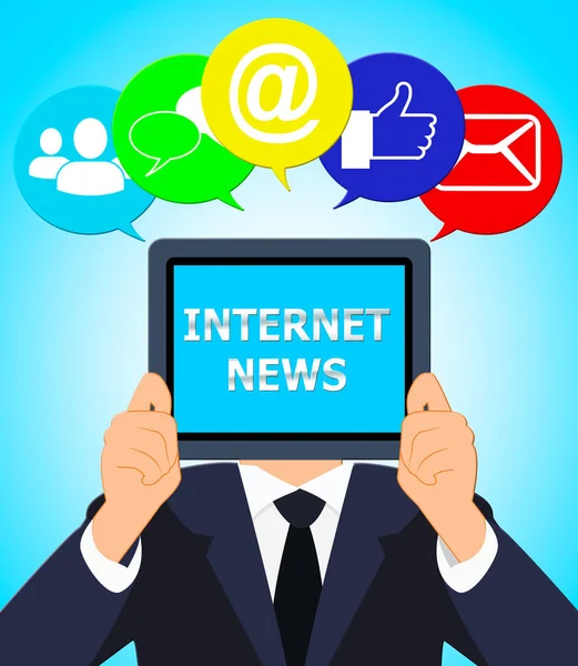 Internet News innebär Online information 3d Illustration — Stockfoto