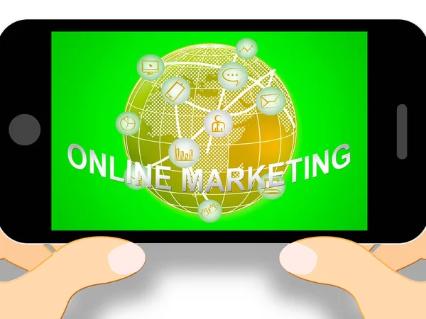 Online Marketing Menampilkan Promosi Pasar 3d Ilustrasi — Stok Foto