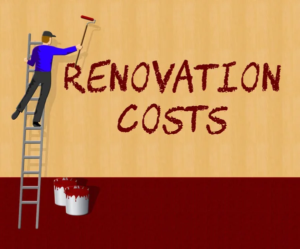 Custos de Renovação Mostra Casa Remodelador Ilustração 3d — Fotografia de Stock