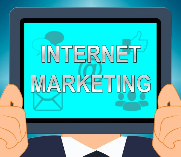 Internet Marketing Tablet pokazuje ilustracja Emarketing 3d — Zdjęcie stockowe