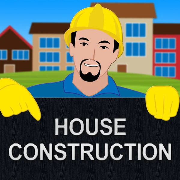 Construcción de casas Significado Casa Edificio Ilustración 3d —  Fotos de Stock