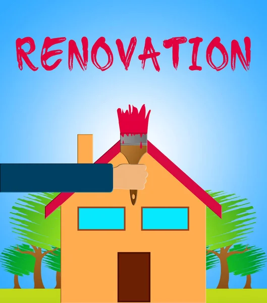 Ev yenileme anlamı ev geliştirme 3d çizim — Stok fotoğraf