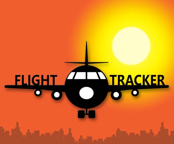 Flight Tracker означає стан літака 3d ілюстрація — стокове фото