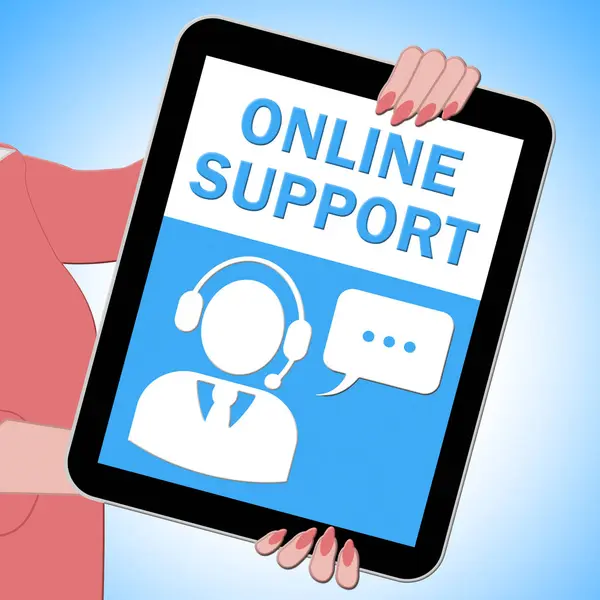 Onlinesupport tablett visar stöd 3d Illustration — Stockfoto