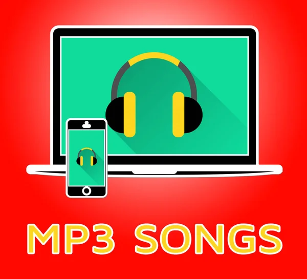 Mp3 piosenki Wyświetlono Melody słuchania ilustracja 3d — Zdjęcie stockowe