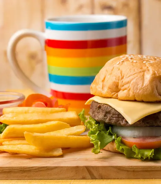 Burger Roll Dinner Representa Listo para Comer y Carne — Foto de Stock