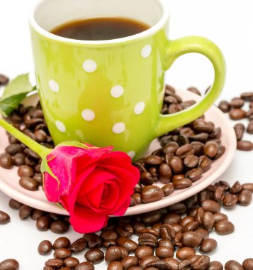 Gül ve kahve Barista kafein ve demlemek 