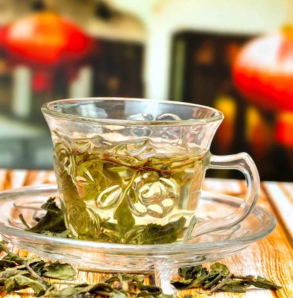 El té verde chino muestra salud y bebida refrescantes —  Fotos de Stock