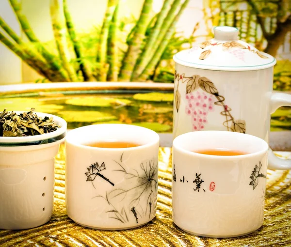 Verandada çay mola süresi ve Cafe temsil eder — Stok fotoğraf
