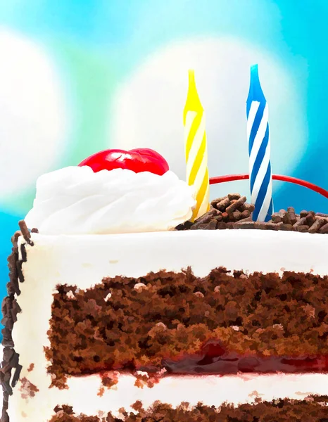Чорний ліс тістечко означає, що шоколадний торт і дні народження — стокове фото
