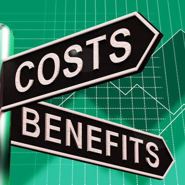 Costes Beneficios Opciones En Señalización Mostrando Análisis Y Valor 3d — Foto de Stock