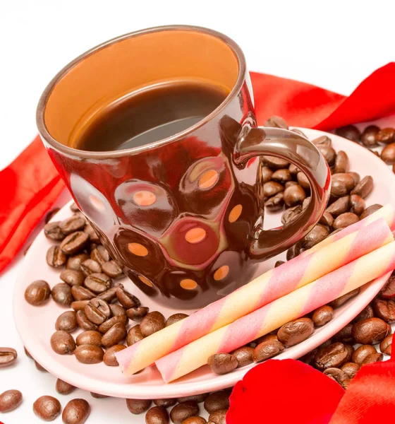 Kaffeebohnen-Café zeigt Espresso köstlich und frisch — Stockfoto