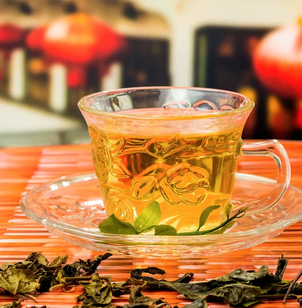 El té caliente de China representa bebidas de salud y bienestar — Foto de Stock