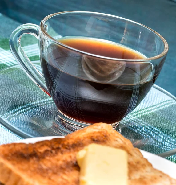 Breakfast Butter Toast Represents Meal Time And Black — Stock Photo, Image