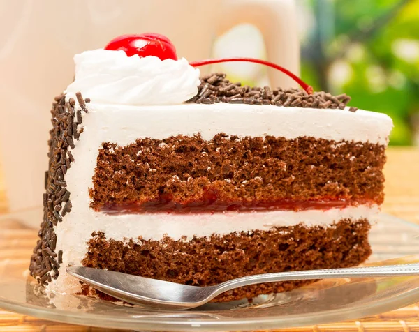 Black Forest Gateau Means Delicious Choco And Chocolates — Stock Photo, Image