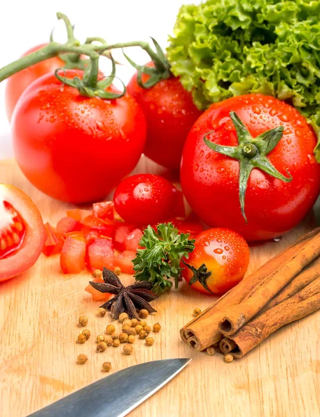 Cooking Tomatoes Represents Cinnamon Stick And Natural — Stock Photo, Image