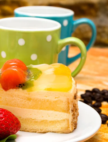 Delicious Cake Coffee Indicates Celebration Gateau And Refreshment — Stock Photo, Image