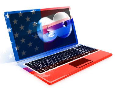  Laptop ve anahtar gösterir 3d çizim kesmek