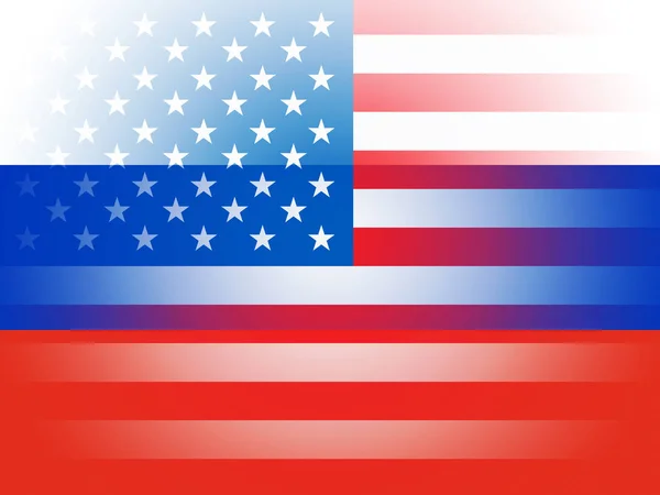 États-Unis et drapeaux russes combinés représentant le piratage — Photo