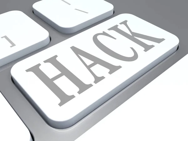 Hack toets op het toetsenbord weergegeven: Russisch hacken 3d illustratie — Stockfoto