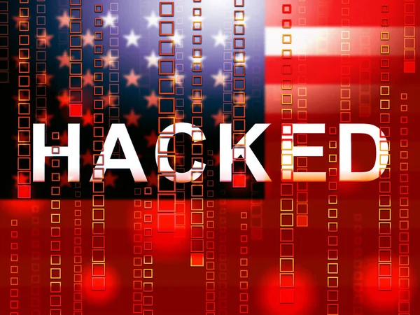 Gehackte Amerikaanse vlag betekent hacken verkiezing 3d illustratie — Stockfoto