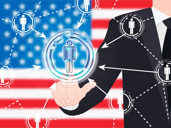 American Flag Social Media Button 3d Illustration — Stock Photo, Image