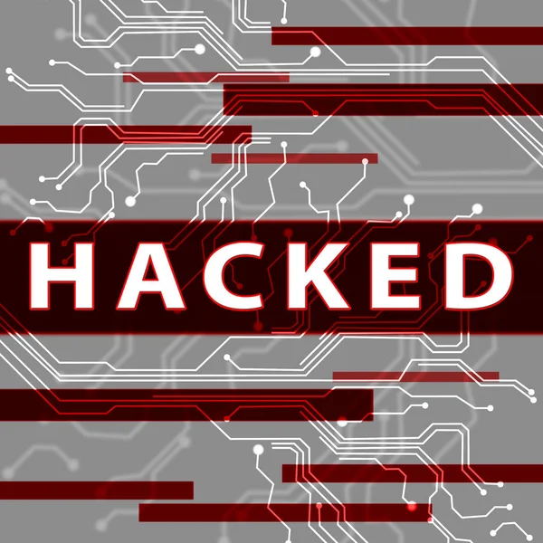 Gehackte elektronica Circuit toont gegevens hacken 3d illustratie — Stockfoto