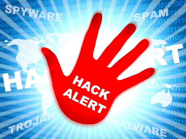 Hack оповіщення Рука показує злому 3d ілюстрації — стокове фото