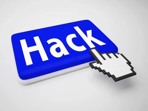 Hack toets ingedrukt toont hacken 3d illustratie — Stockfoto