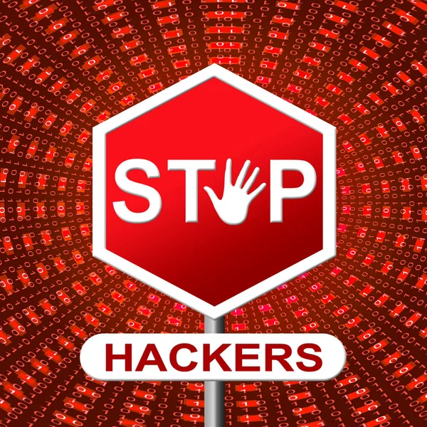 Stop Hackers Means Prevent Hacking 3d Illustration — Stock Photo, Image