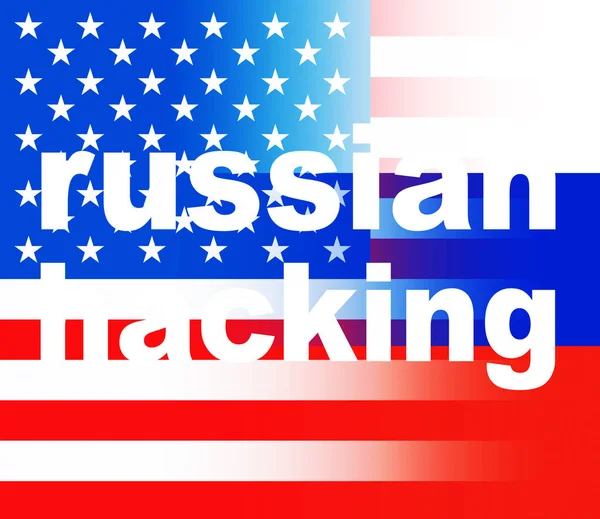 Russian Hacking On Usa Russia Flags 3d Illustration — Stock Photo, Image