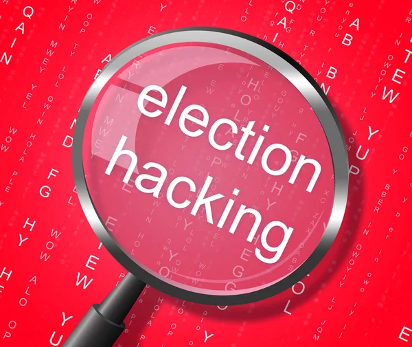 Election Hacking Magnifier Shows Elections Hacked 3d Illustratio — Stock Photo, Image