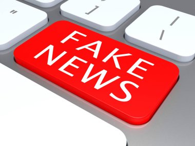 Haber klavye tuşu kırmızı sahte 3d çizim