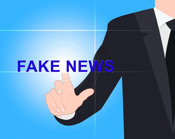 Mann schiebt Fake-News-Wort 3D-Illustration — Stockfoto