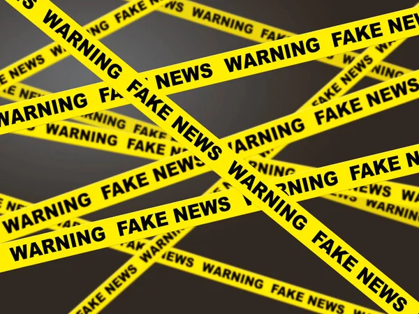 Cinta de advertencia amarilla de noticias falsas Ilustración 3d — Foto de Stock