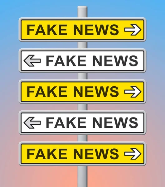Noticias falsas signos en ambos sentidos Ilustración 3d — Foto de Stock